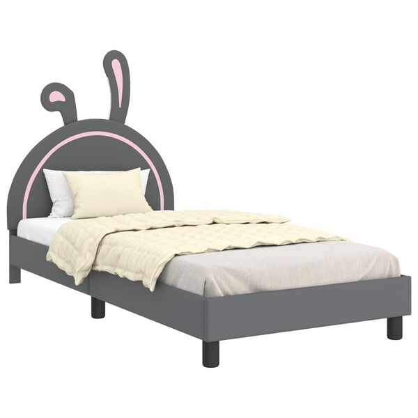 vidaXL Bedframe voor kinderen met hoofdbord Lichtgrijs 80 x 200 cm PU