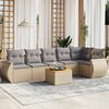 vidaXL 7-delige Loungeset met kussens poly rattan beige