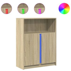 vidaXL Dressoir met LED 77x34x100 cm bewerkt hout sonoma eikenkleurig