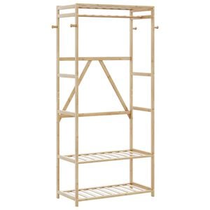 vidaXL Kledingrek met schappen 80x40x175 cm bamboe