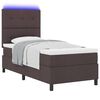 vidaXL Boxspring bed met matras met LED Donkerbruin 90 x 190 cm Stof