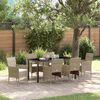 vidaXL Tuin eettafelset met kussen 7 pcs Beige poly rattan