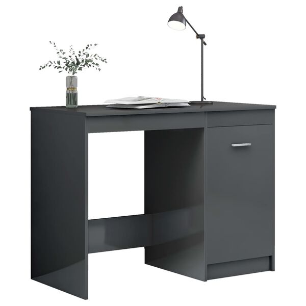 vidaXL Bureau 100x50x76 cm bewerkt hout hoogglans grijs