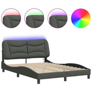 vidaXL Bedframe met LED zonder matras "Hvar" 140x200 cm stof donkergrijs