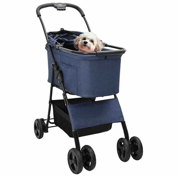 vidaXL Opvouwbare Huisdierenwagen Verstelbaar Blauw 81 x 47 x 99 cm