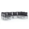 vidaXL 6-delige Loungeset met kussens staal wit