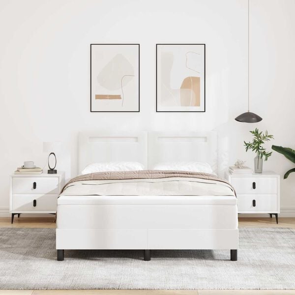 vidaXL Boxspringbed met matras Wit 160 x 200 cm Kunstleer
