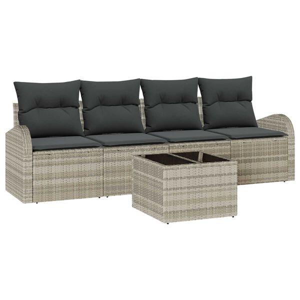vidaXL Tuin Sofa Set met kussen 5 pcs Licht Grijs en Donker Grijs