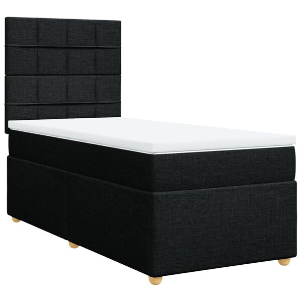 vidaXL Boxspring met matras stof zwart 90x190 cm