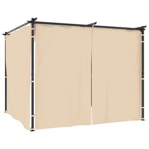 vidaXL Prieel met gordijnen 3x3 m staal cr&egrave;me