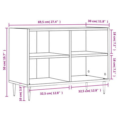 vidaXL Tv-meubel 69,5x30x50 cm bewerkt hout zwart