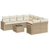vidaXL 9-delige Loungeset met kussens poly rattan beige