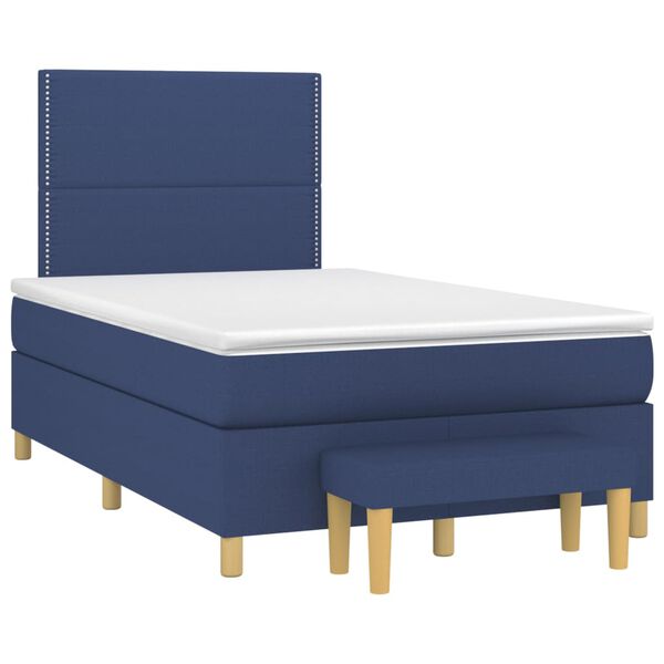 vidaXL Boxspring met matras stof blauw 120x200 cm