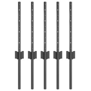 vidaXL ingegraven hekpalen 5 st Grijs 80 cm Gepoedercoat staal