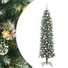 vidaXL Kunstmatige slanke kerstboom Groen en Wit 180 cm