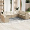 vidaXL 10-delige Loungeset met kussens poly rattan beige