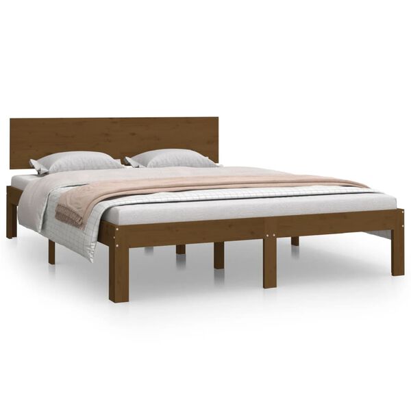 vidaXL Bedframe massief hout honingbruin 150x200 cm