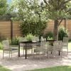 vidaXL Tuin eettafelset met kussen 7 pcs Lichtgrijs poly rattan