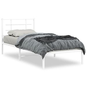 vidaXL Bedframe met hoofdbord metaal wit 90x200 cm