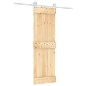 vidaXL Schuifdeur Natuurlijk en Wit 70 x 210 cm Massief Grenenhout