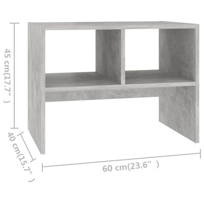 vidaXL Bijzettafel 60x40x45 cm bewerkt hout betongrijs