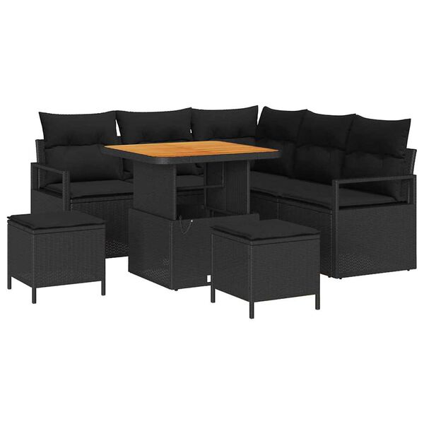 vidaXL Tuin Sofa Set met kussen met opslag met kussen 8 pcs Zwart