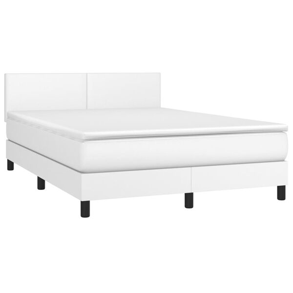 vidaXL Boxspring met matras en LED kunstleer wit 140x200 cm