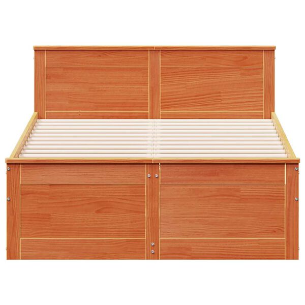vidaXL Bedframe zonder matras met hoofdbord hout wasbruin 120x190 cm