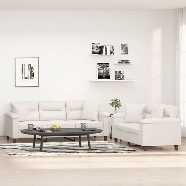 vidaXL 2-delige Loungeset met kussens microvezelstof beige