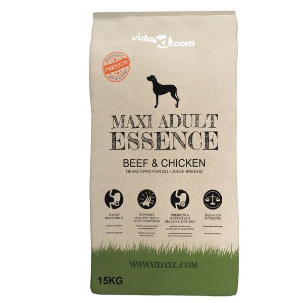 vidaXL Premium hondenvoer Maxi Adult Essence Beef & Chicken 30 kg 2 st