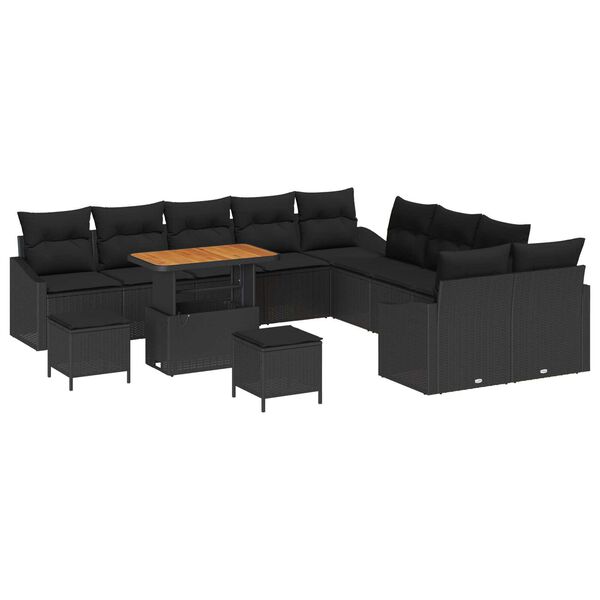 vidaXL Tuin Sofa Set 13 pcs Zwart Poly Rattan en Poedergecoat Staal