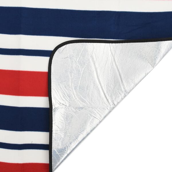vidaXL Picknickkleed opvouwbaar strepen 200x200 cm fluweel blauw rood