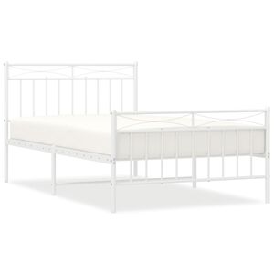 vidaXL Bedframe met hoofd- en voeteneinde metaal wit 107x203 cm