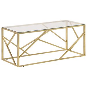 vidaXL Salontafel roestvrijstaal en gehard glas goudkleurig