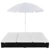 vidaXL Loungebed met parasol poly rattan zwart