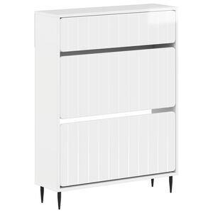 vidaXL Schoenenkast ZWOLLE 78 x 24 x 103 cm Bewerkt hout Hoogglans Wit