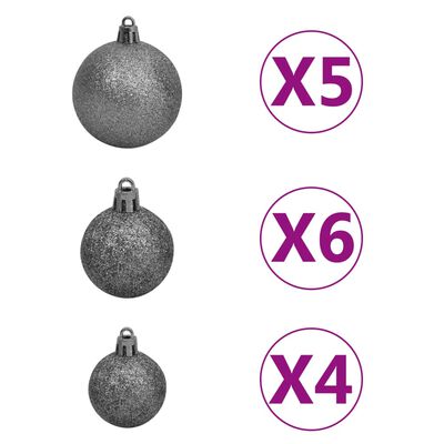 vidaXL Kunstkerstboom met LED's en kerstballen half 120 cm wit