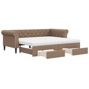 vidaXL Slaapbank met onderschuifbed en lades 90x200 cm kunstleer