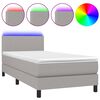 vidaXL Boxspring met matras en LED stof lichtgrijs 90x200 cm