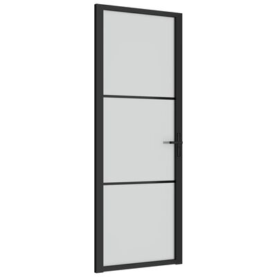 vidaXL Binnendeur 76x201,5 cm matglas en aluminium zwart