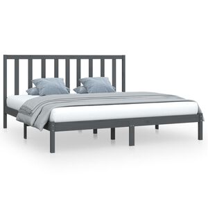 vidaXL Bedframe massief grenenhout grijs 200x200 cm