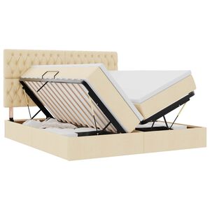 vidaXL LED Opslagbed met Matras Cr&egrave;me 180 x 200 cm Stof