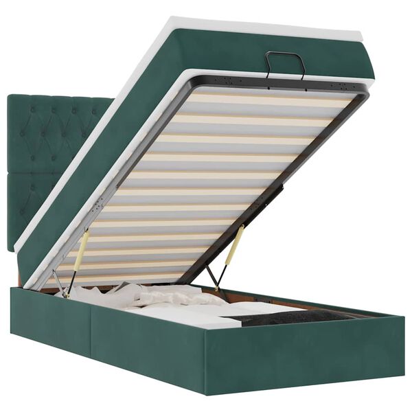 vidaXL Ottoman bed met matrassen en LED's 90x190cm fluweel donkergroen