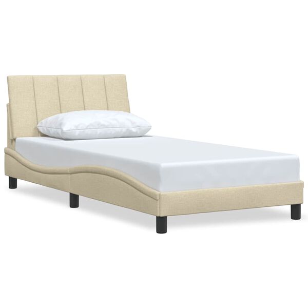 vidaXL Bedframe zonder matras "Hanko" 100x200 cm stof cr&egrave;mekleurig