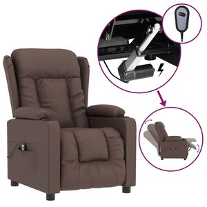 vidaXL Fauteuil verstelbaar elektrisch kunstleer bruin