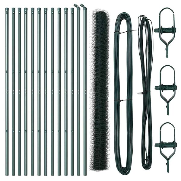 vidaXL Afrasteringspaal Groen 25 x 1,6 m (36 mm gaas) Staal en PVC