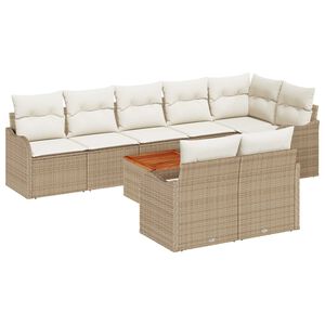 vidaXL Tuinbankenset met opslag 9 pcs Beige en Cr&egrave;me poly rattan