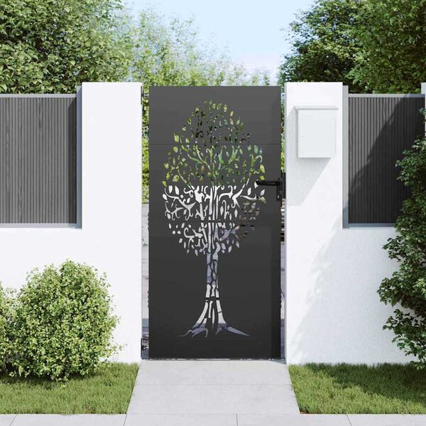 vidaXL Tuinpoort met slot Zwart 85 x 200 cm Poedergecoat staal