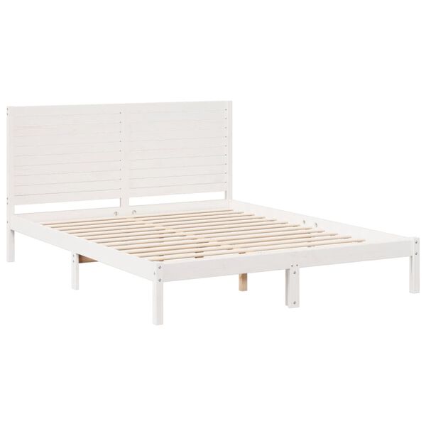vidaXL Bedframe extra lang zonder matras massief hout wit 160x210 cm