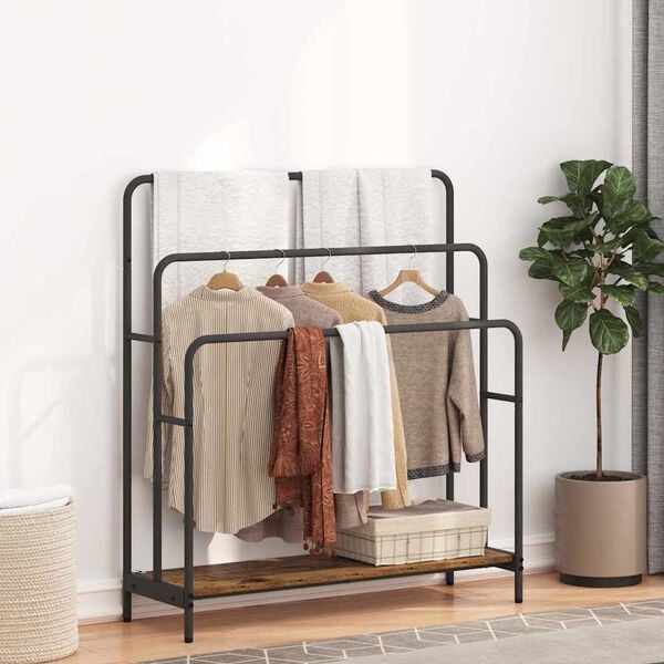 vidaXL Kledingrek met plank Oudhout 90 x 30 x 100,5 cm Bewerkt hout